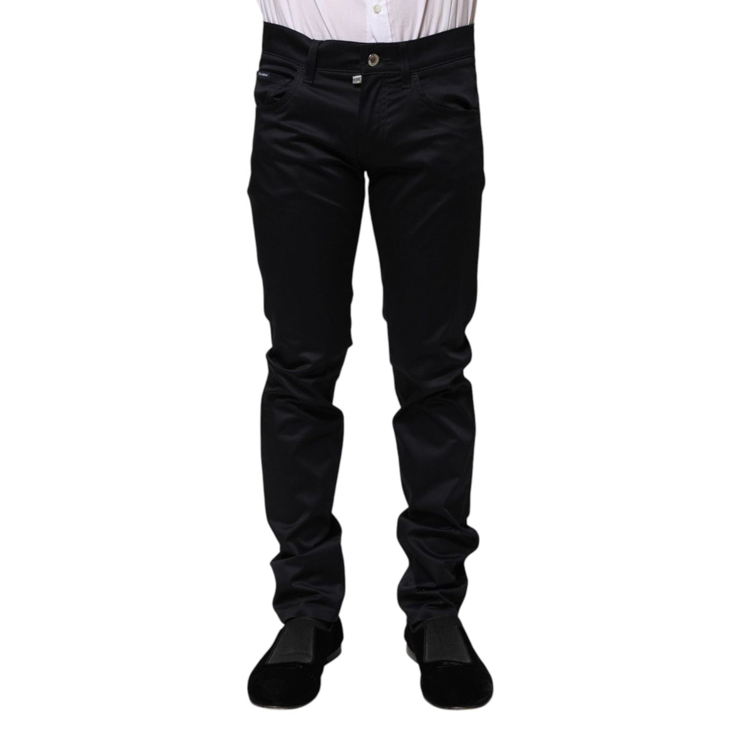 Dolce & Gabbana Black Cotton Skinny Mid Waist Pants PAN74885-44
