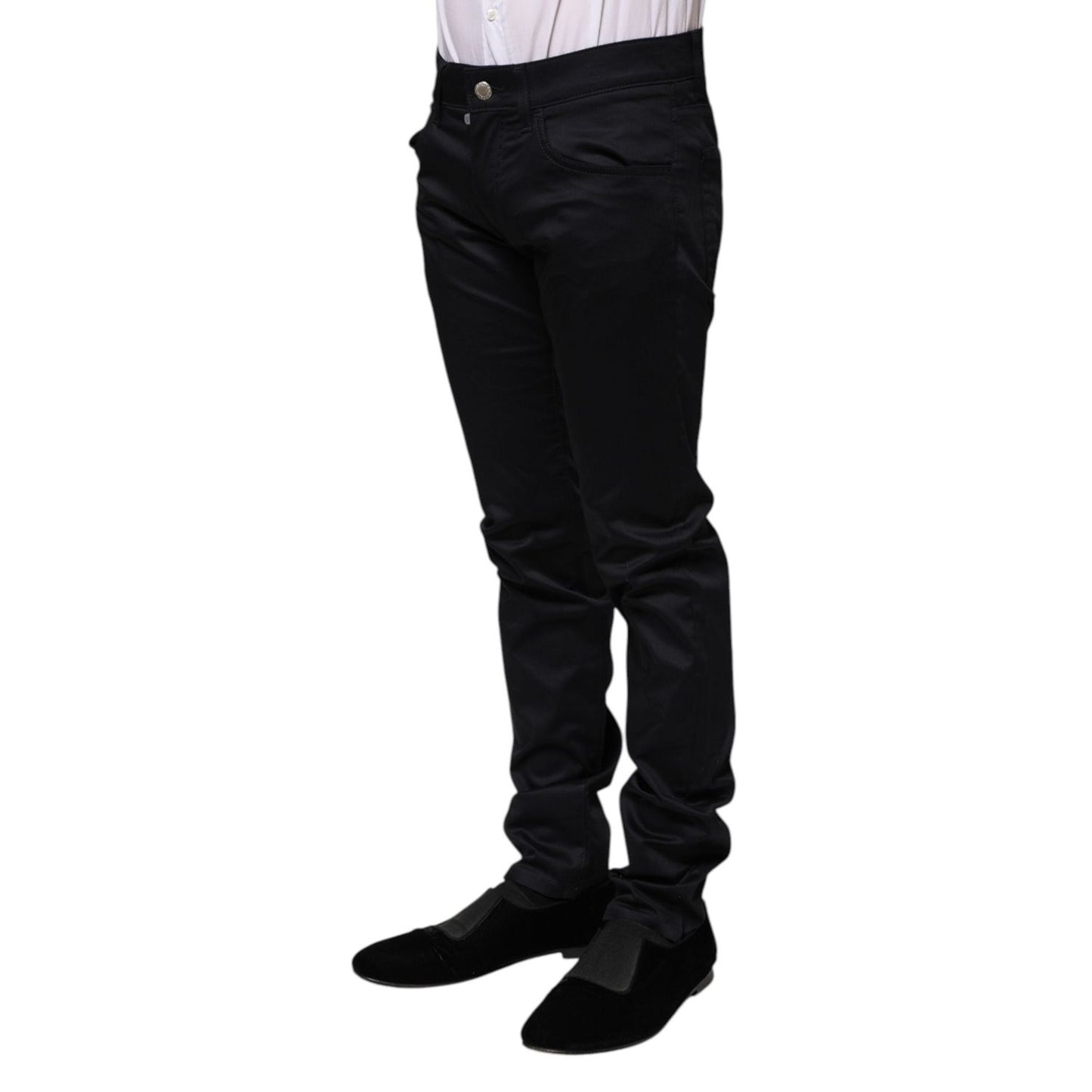 Dolce & Gabbana Black Cotton Skinny Mid Waist Pants PAN74885-44