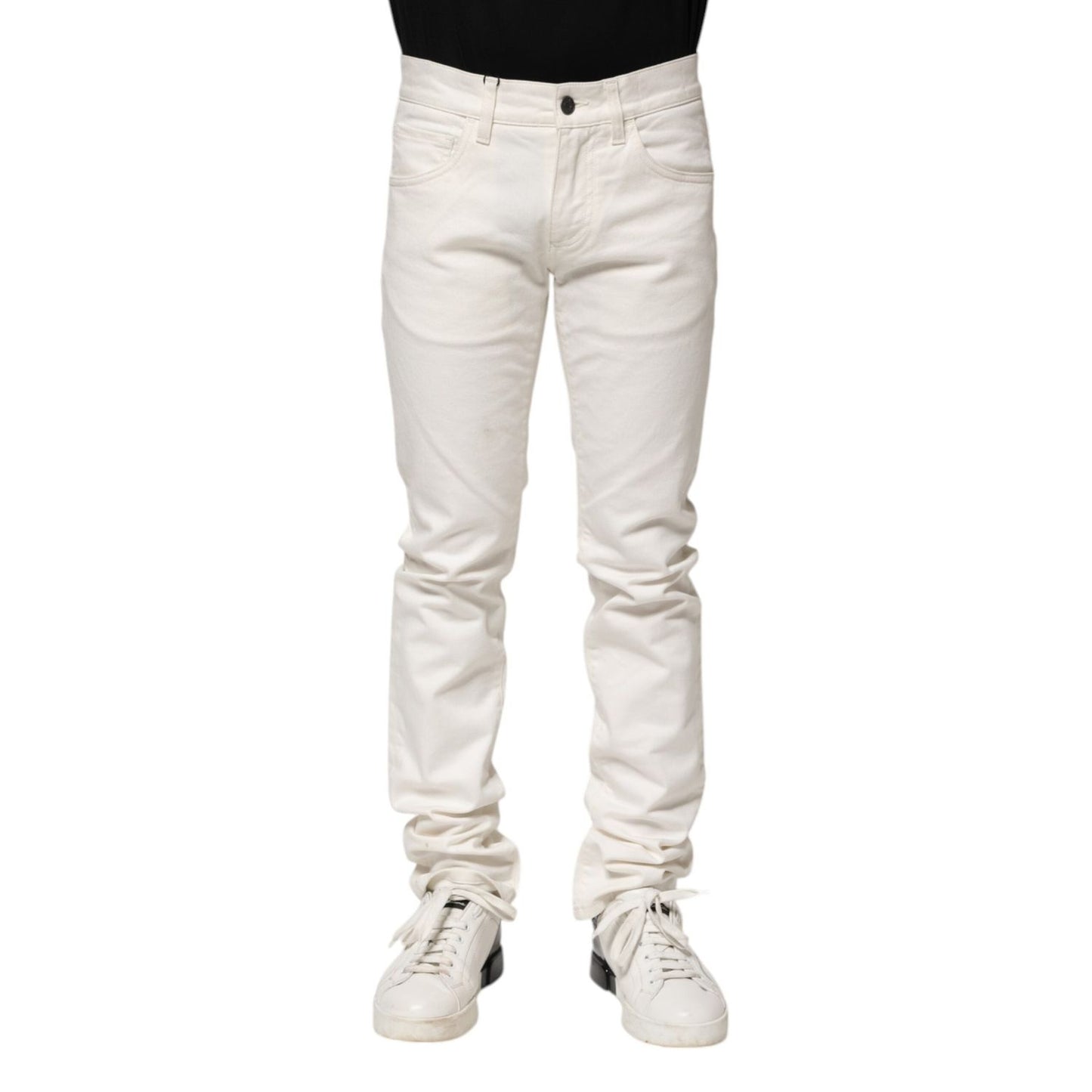 Dolce & Gabbana White Cotton Skinny Men Denim Jeans PAN75215-44