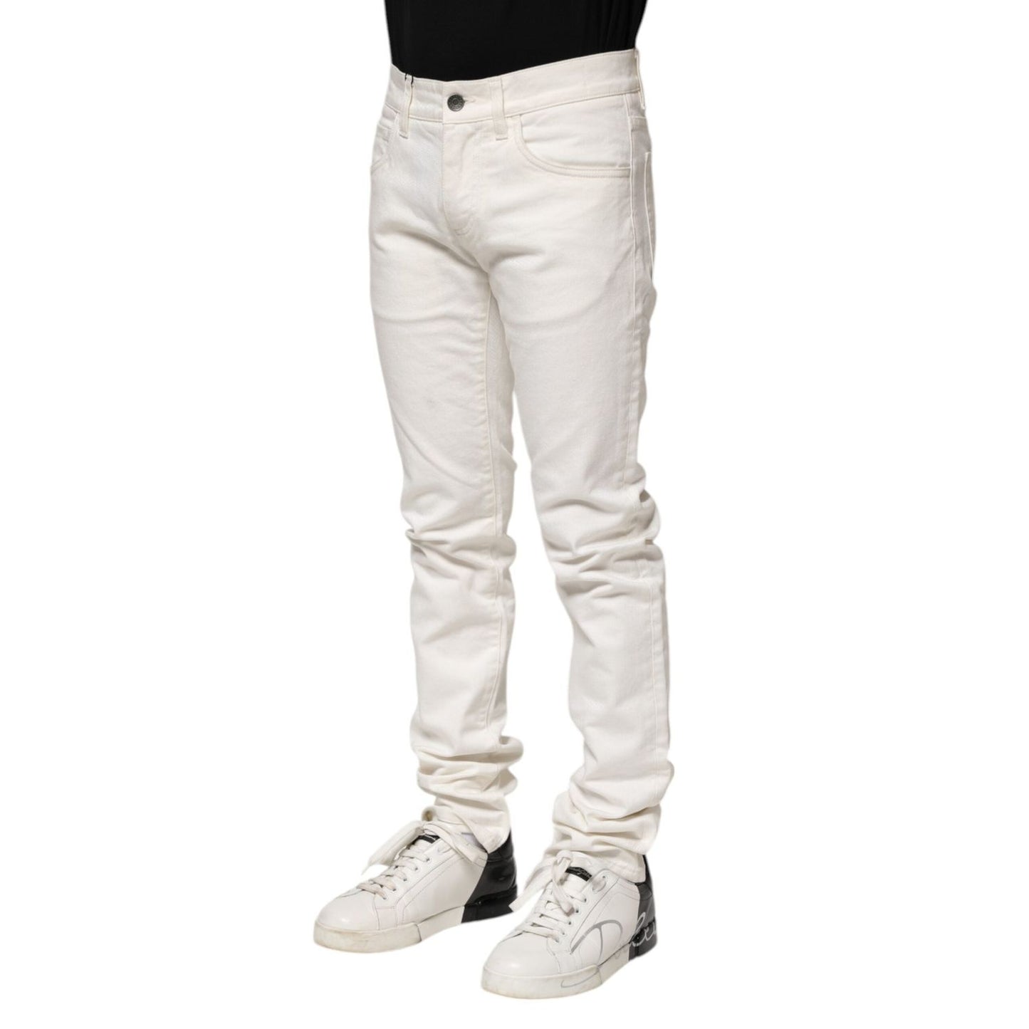 Dolce & Gabbana White Cotton Skinny Men Denim Jeans PAN75215-44