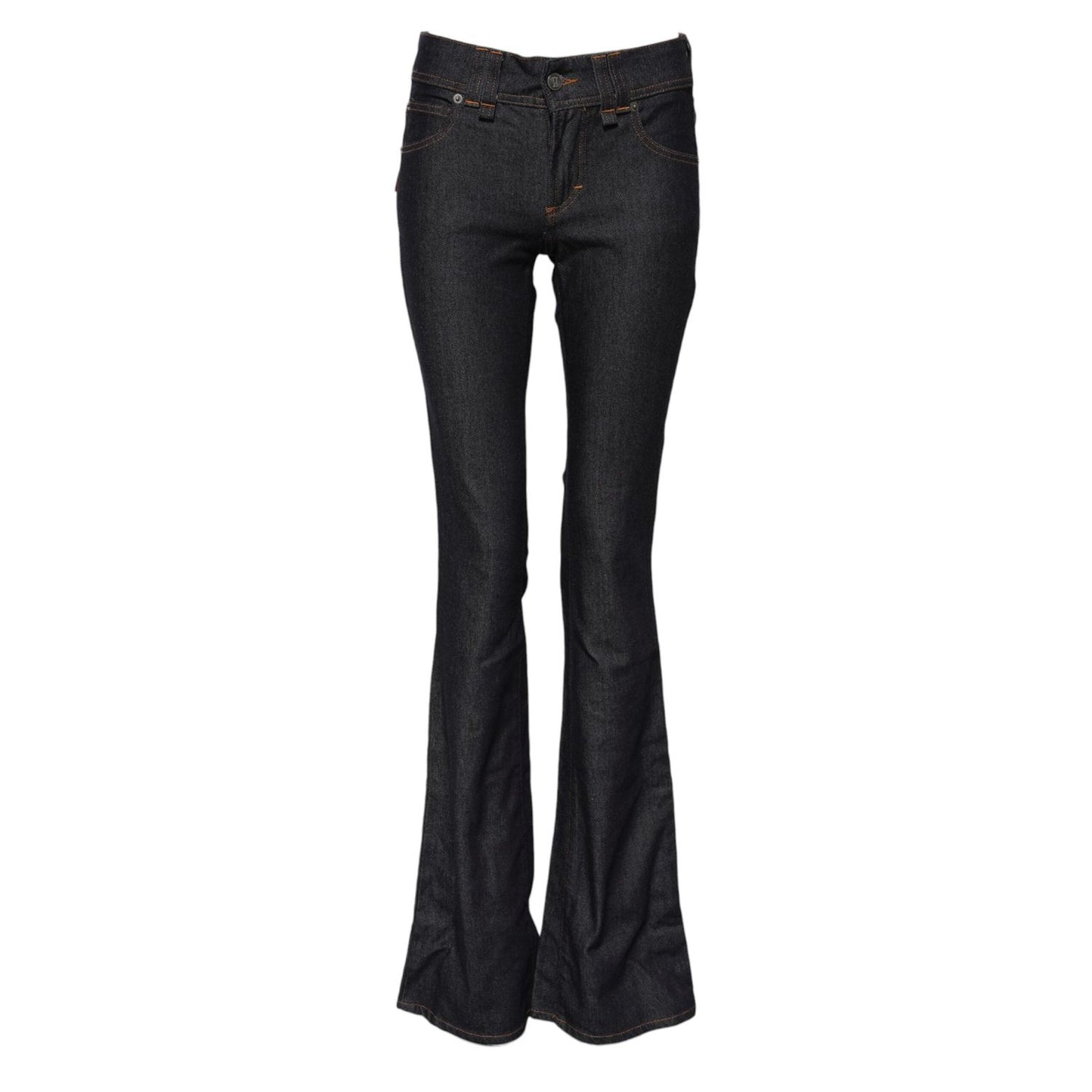 John Galliano Blue Mid Waist Cotton Wide Leg Denim Jeans