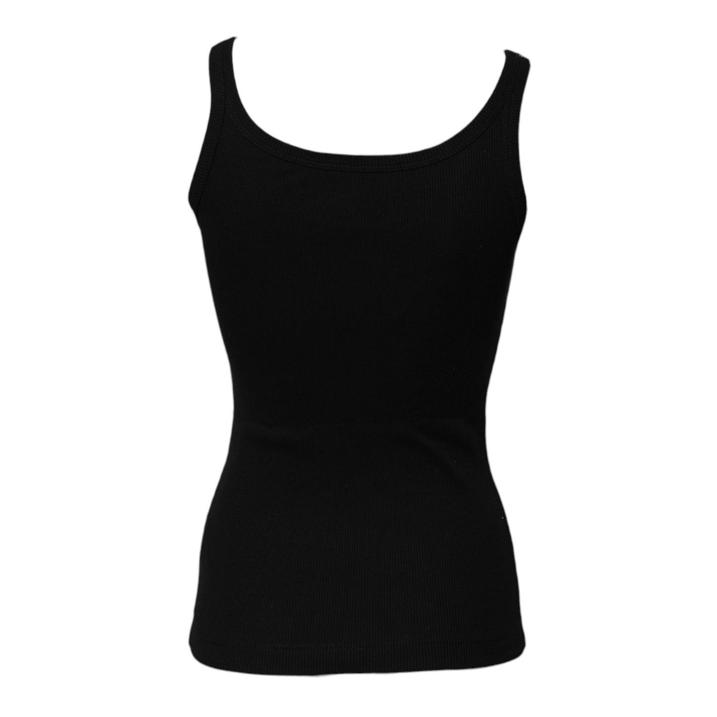 Dolce & Gabbana Black Cotton Sleeveless Round Neck Tank Top