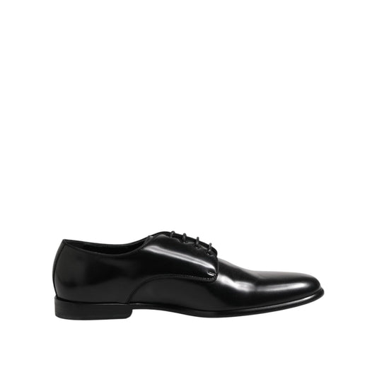 Dolce & Gabbana Black Leather Lace Up Derby Men Dress Shoes