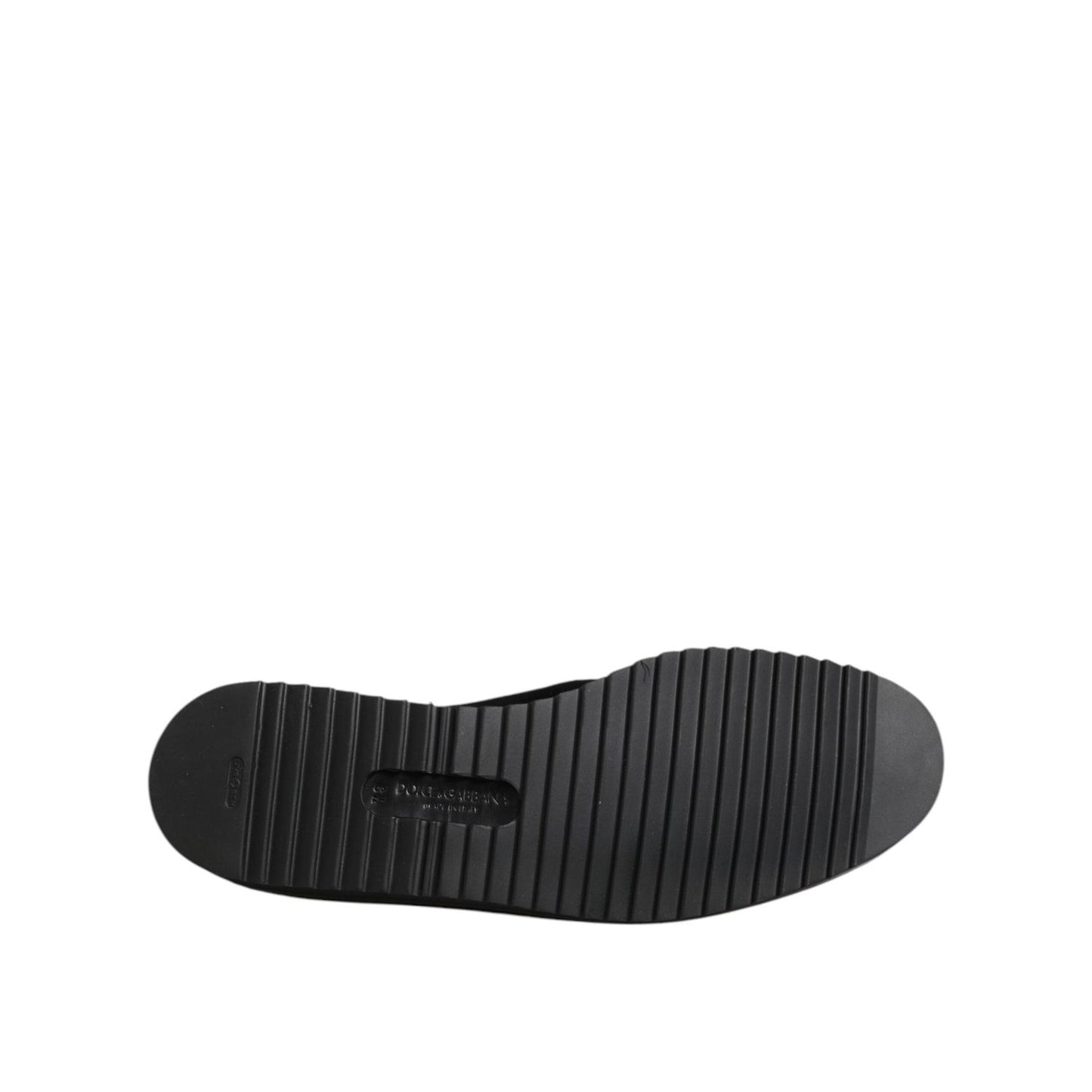 Dolce & Gabbana Black Embroidered Crown Loafers Shoes