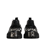 Dolce & Gabbana Black Leather Embellished Trekking Derby Shoes MV7514-41