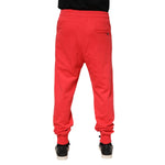 Dolce & Gabbana Red Cotton Men Jogger Sweatpants Pants