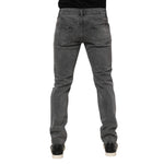 Dolce & Gabbana Gray Cotton Logo Plaque Denim Jeans