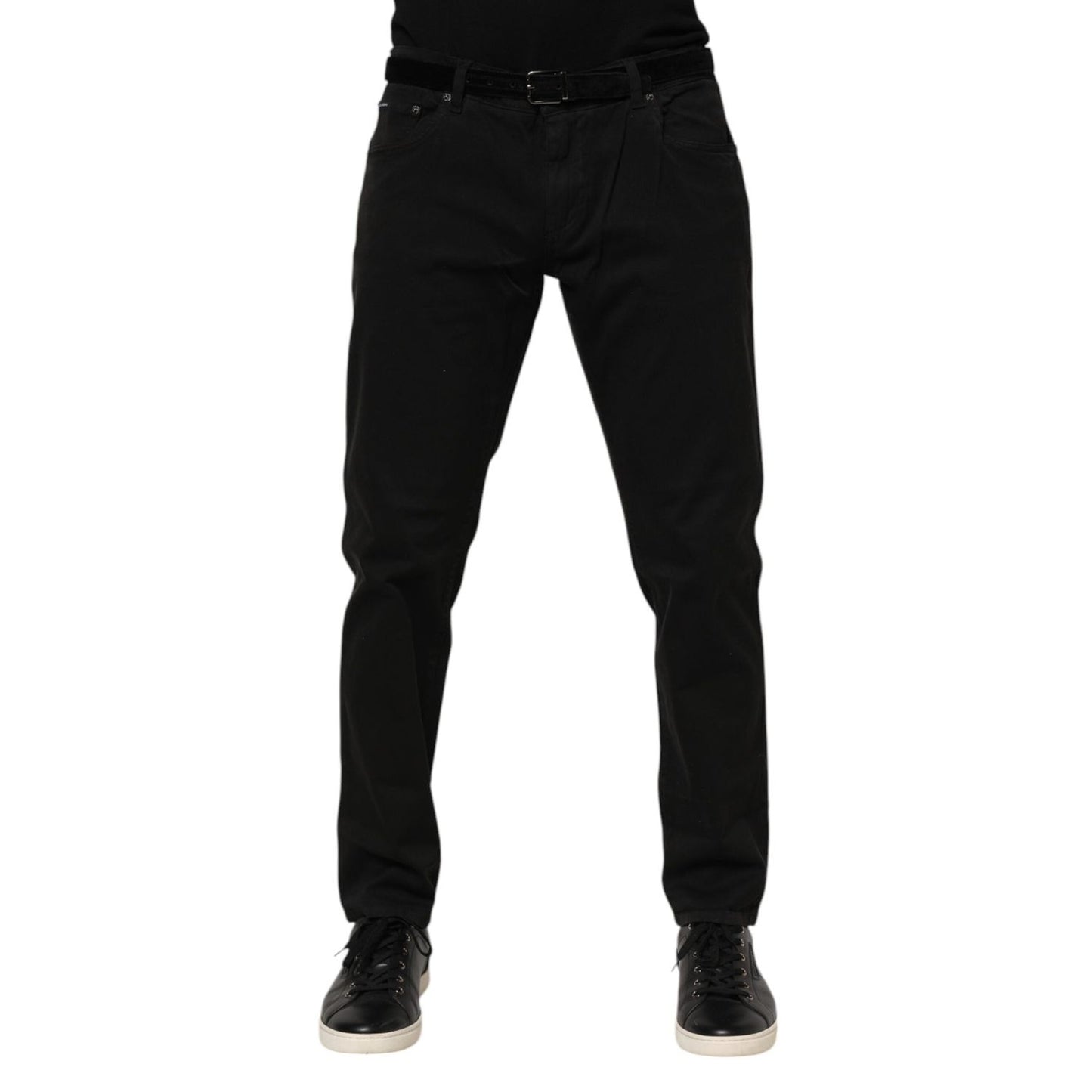Dolce & Gabbana Black Cotton GOLD Skinny Denim Jeans PAN76345-54