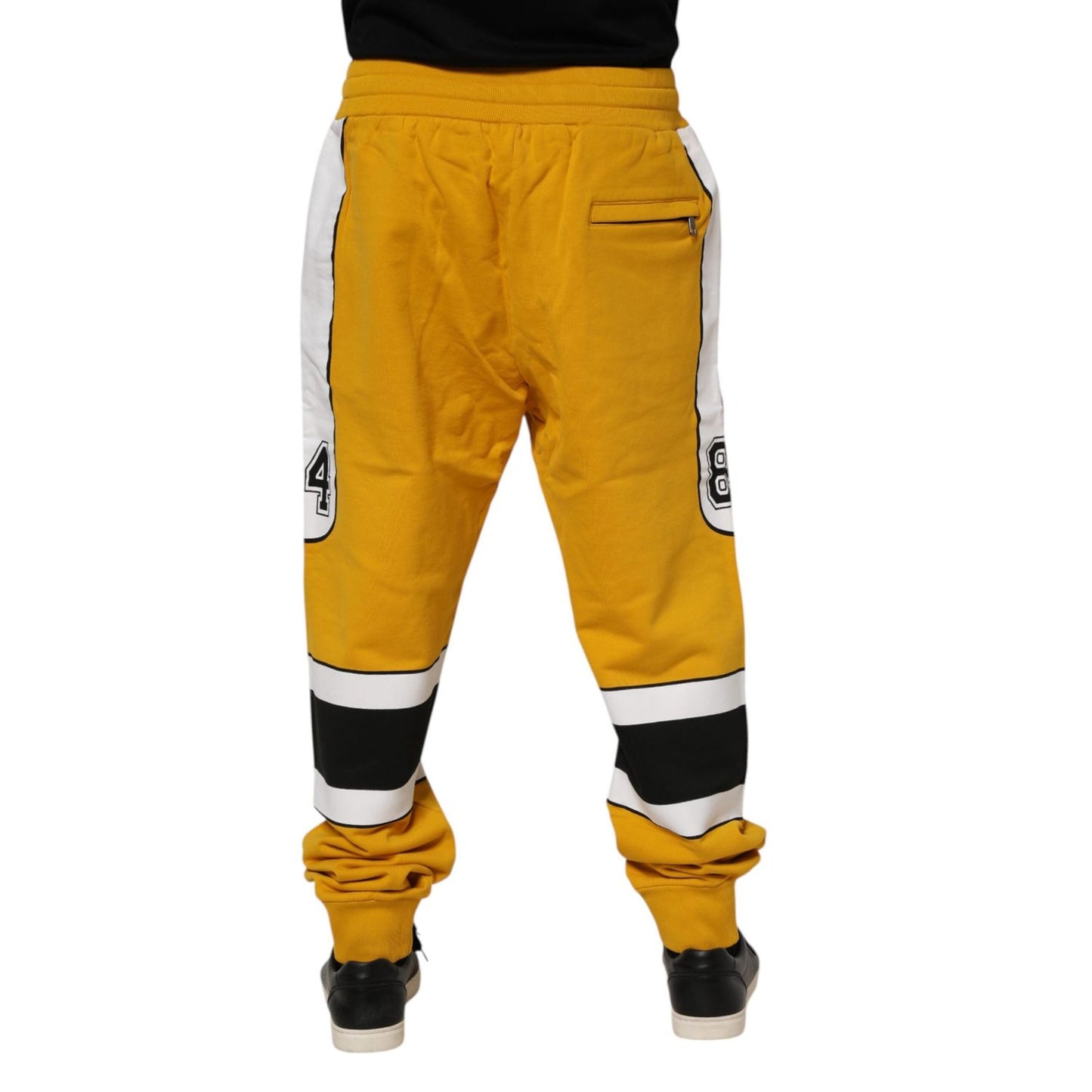 Dolce & Gabbana Yellow Cotton Logo Drawstring Jogger Sweatpants Pants PAN76388-56