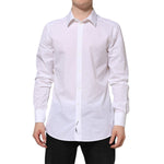 Dolce & Gabbana White Cotton GOLD Dress Formal Shirt TSH90571-42