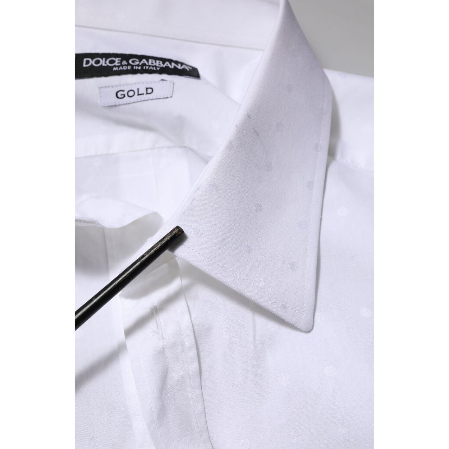 Dolce & Gabbana White Cotton GOLD Dress Formal Shirt TSH90571-42