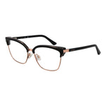 Guess Rose Gold Women Glasses Frame with stainless steel full-rim browline style and demo lenses, includes branded case.