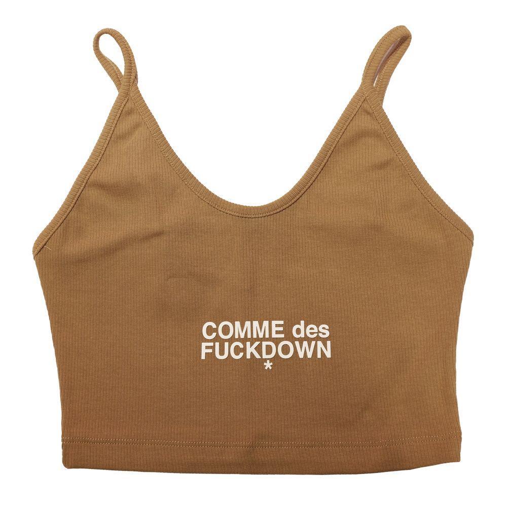 Comme Des Fuckdown Brown Cotton Tops & T-Shirt CO-15700-IT36|XXS