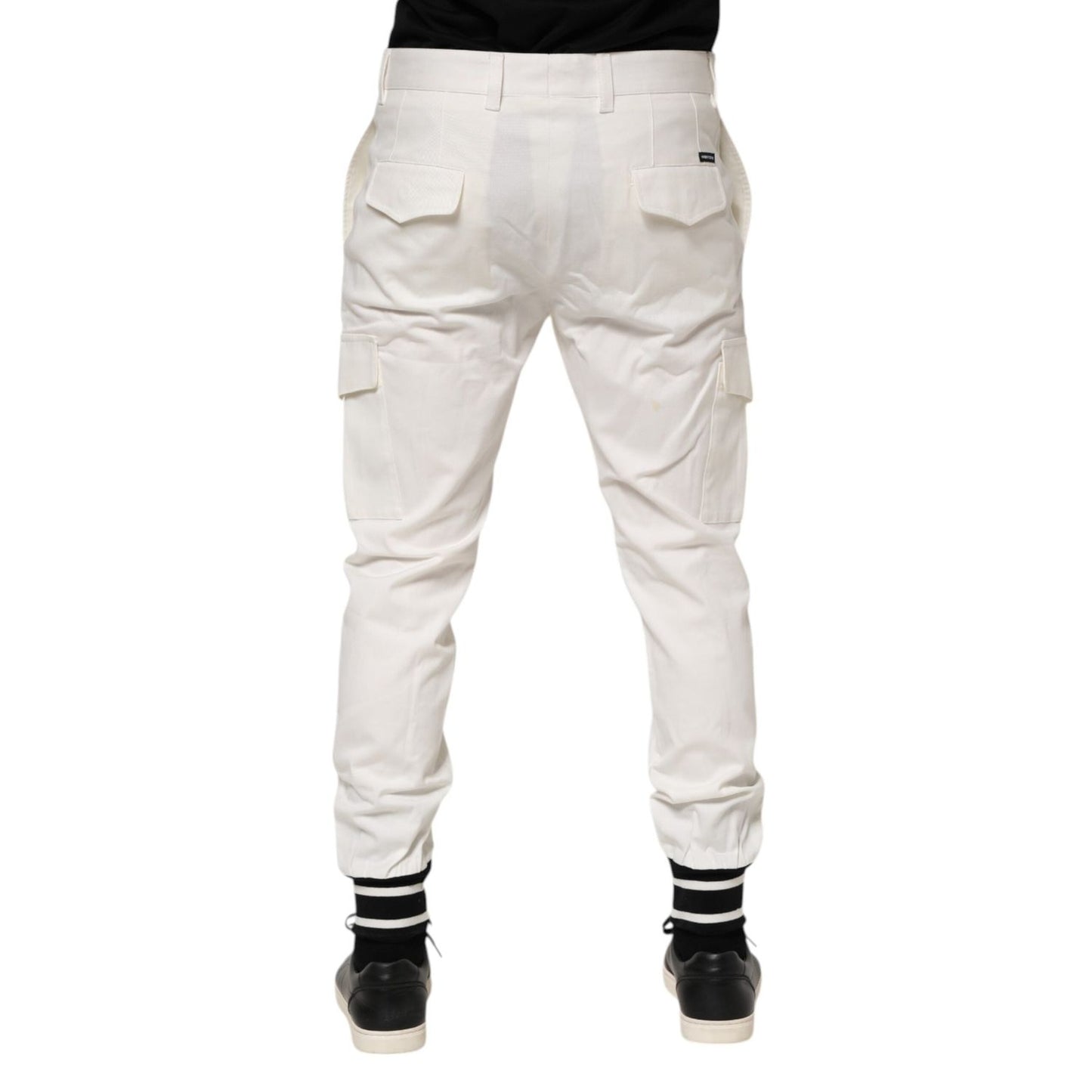 Dolce & Gabbana White Cotton Jogger Cargo Skinny Men Pants PAN76397-50