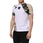 Dolce & Gabbana White Camouflage Cotton Men Crew Neck T-shirt TSH90505-48