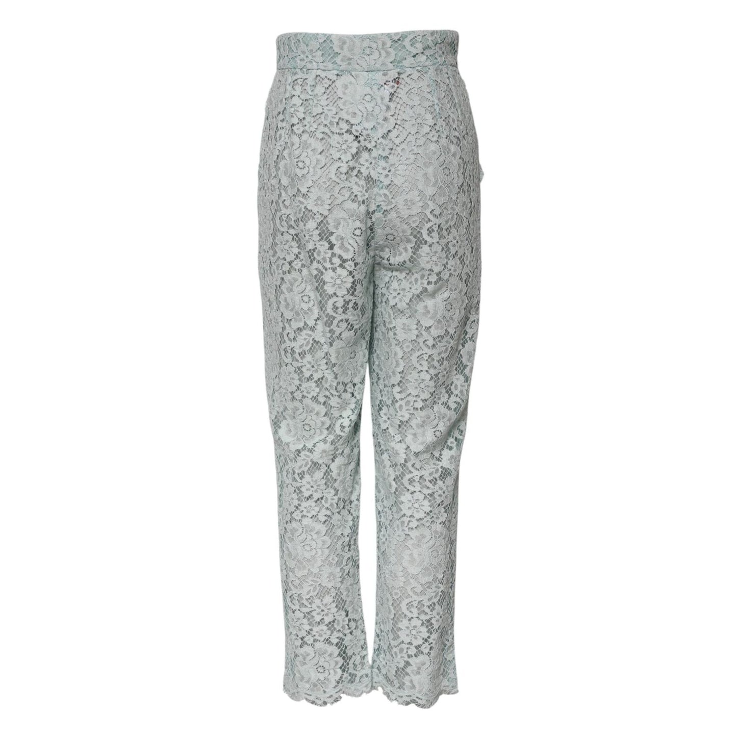 Dolce & Gabbana Mint Green Cotton Floral Lace Trousers Pants PAN75578-40