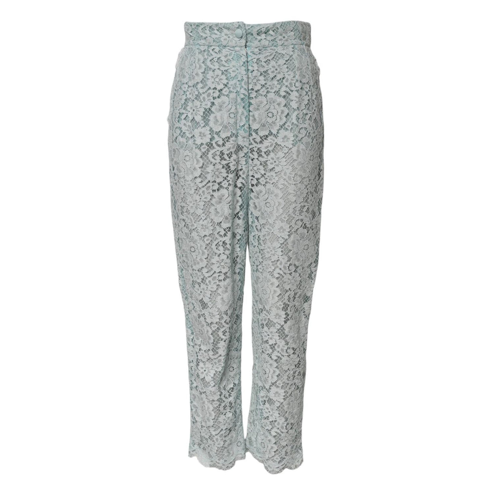 Dolce & Gabbana Mint Green Cotton Floral Lace Trousers Pants PAN75578-40