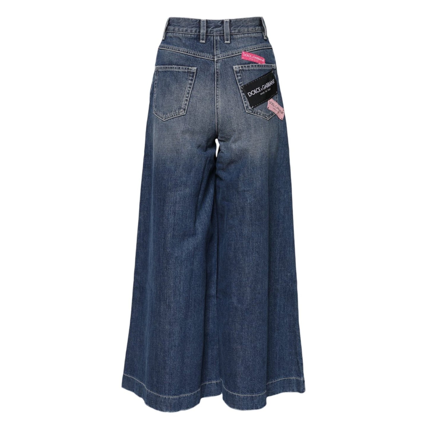 Dolce & Gabbana Blue Cotton High Waist Wide Leg Denim Jeans PAN75621-36