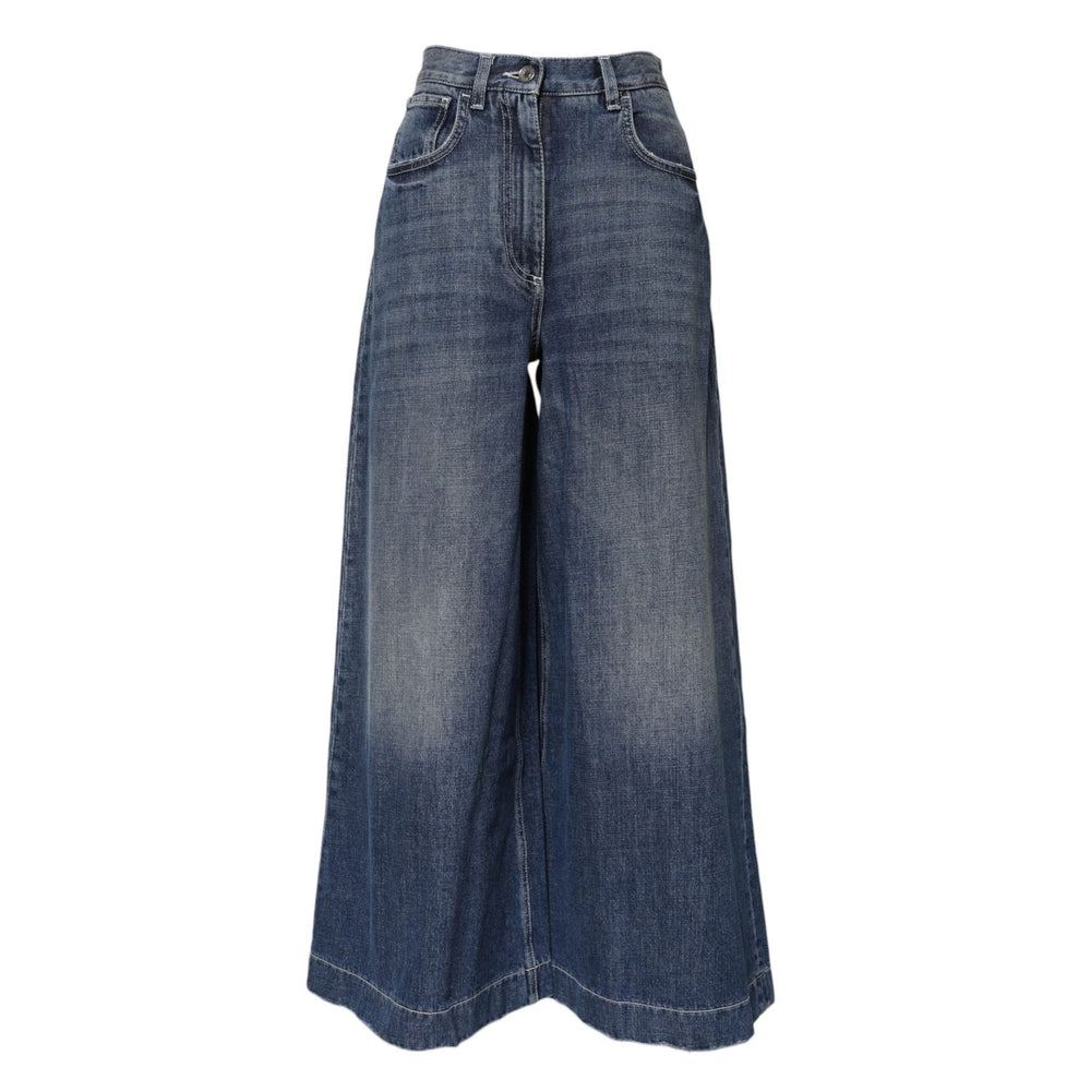 Dolce & Gabbana Blue Cotton High Waist Wide Leg Denim Jeans PAN75621-36