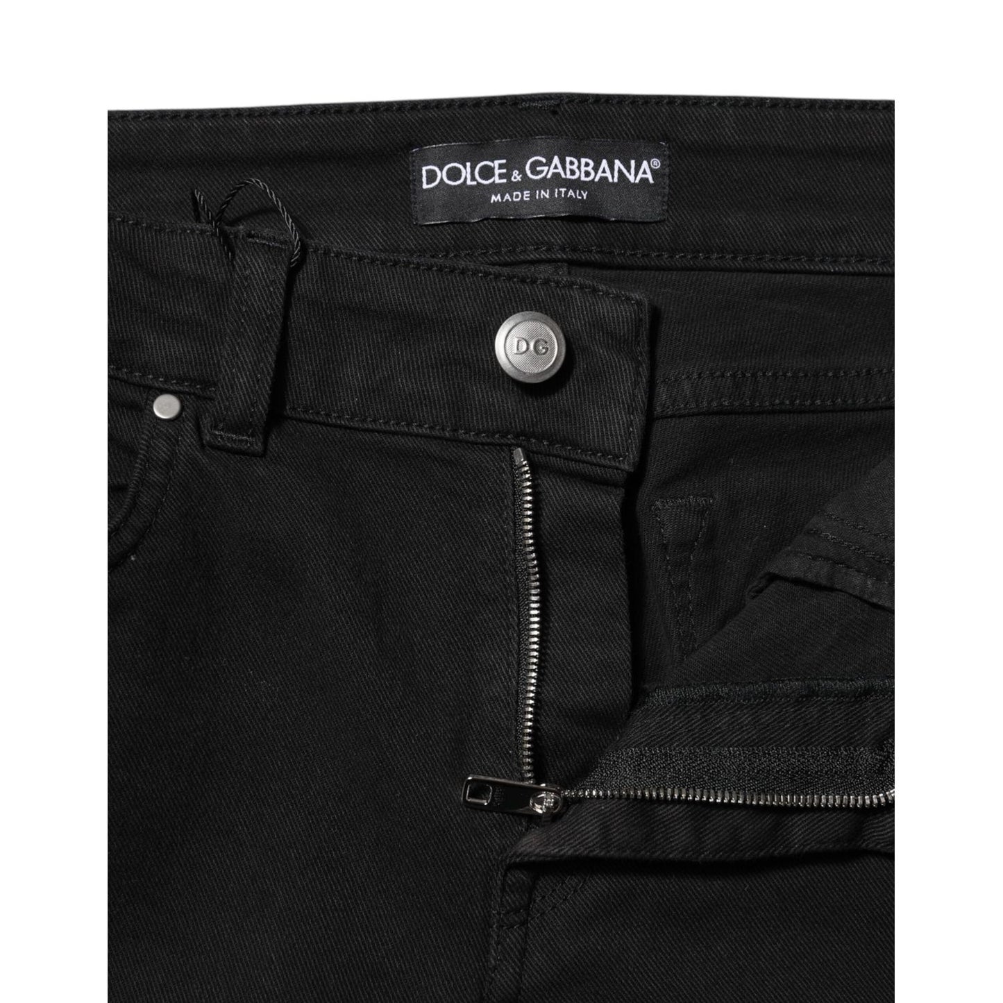 Dolce & Gabbana Black Cotton Skinny Mid Waist Denim Jeans PAN75952-38
