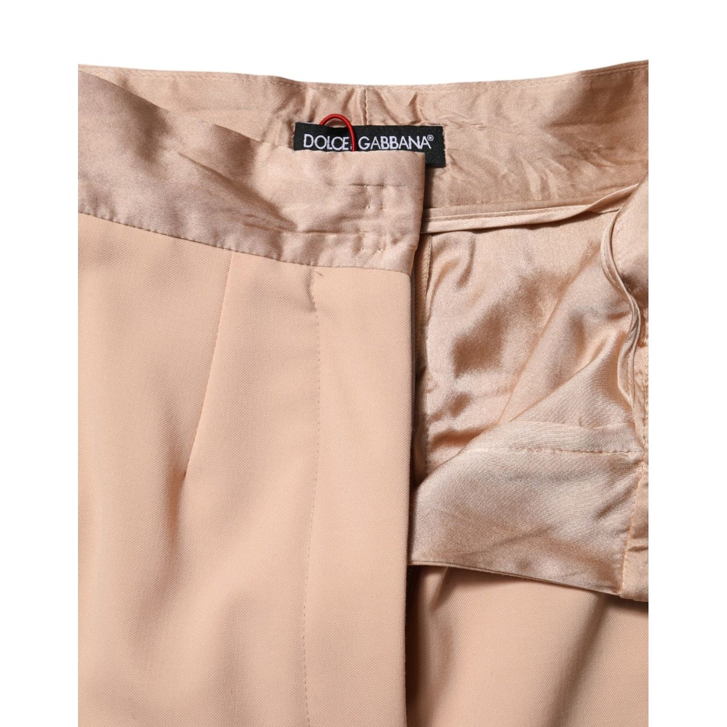 Dolce & Gabbana Beige Polyester Mid Waist Tapered Pants PAN76144-40