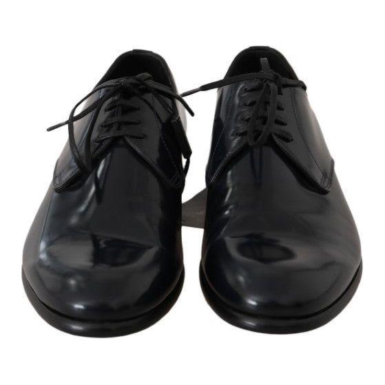 Dolce & Gabbana Blue Leather Polished Dress Derby Shoes