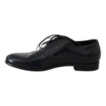 Dolce & Gabbana Blue Leather Polished Dress Derby Shoes MV2350-39
