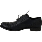 Dolce & Gabbana Dark Blue Leather Wingtip Oxford Dress Shoes MV2362-39