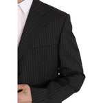 Z ZEGNA Black Striped Two Piece 3 Button 100% Wool Suit KOS1459-52