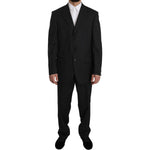 Z ZEGNA Black Striped Two Piece 3 Button 100% Wool Suit KOS1459-52