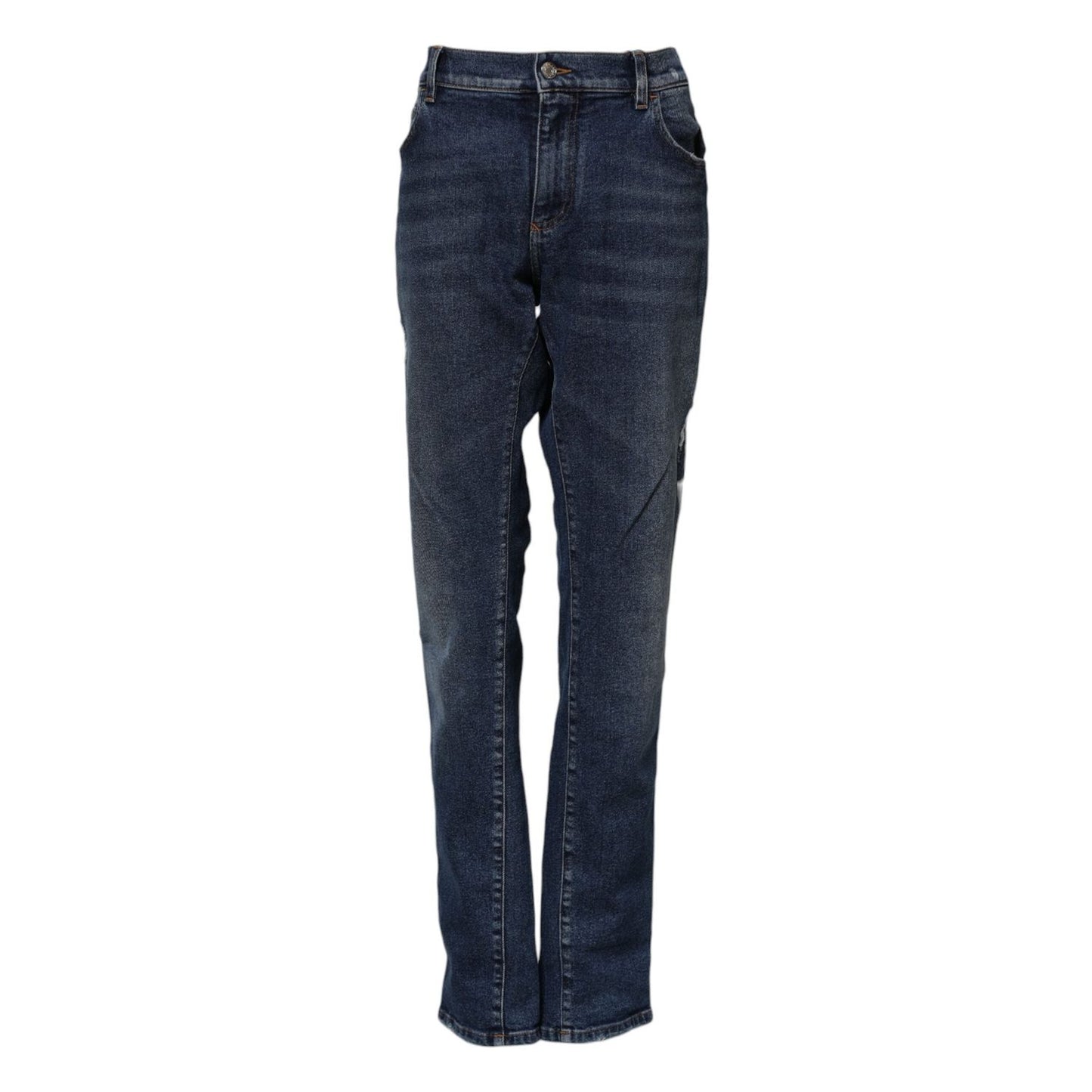 Dolce & Gabbana Blue Cotton Mid Waisted Straight Denim Jeans PAN76404-56