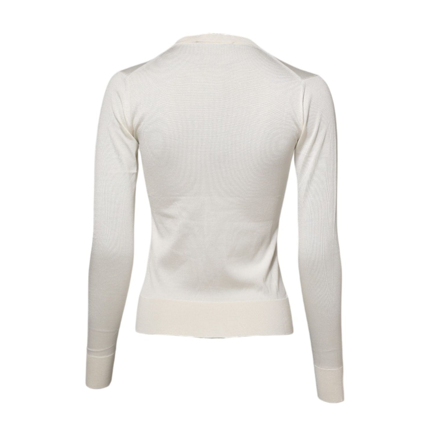 Dolce & Gabbana White Silk Lily Embellished Cardigan Sweater TSH86573-36