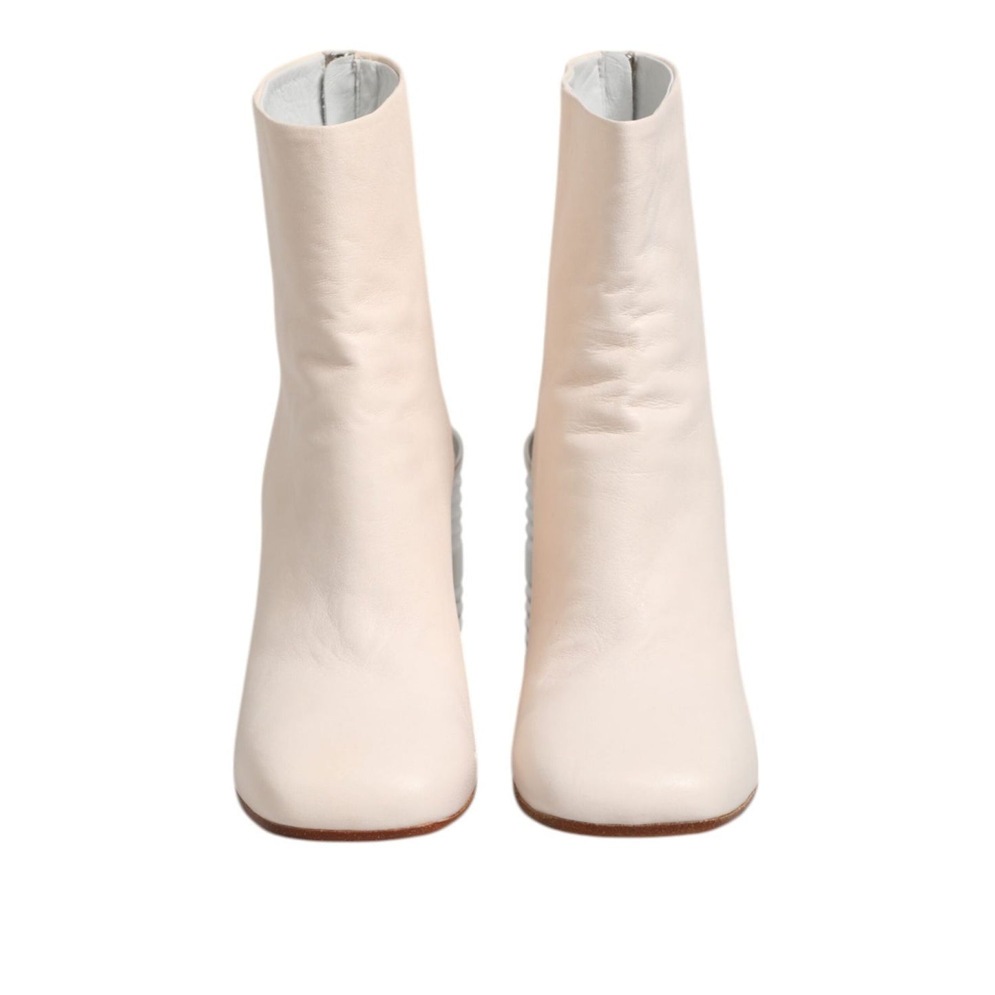 Maison Margiela White Calf Leather Can Heel Boots Shoes