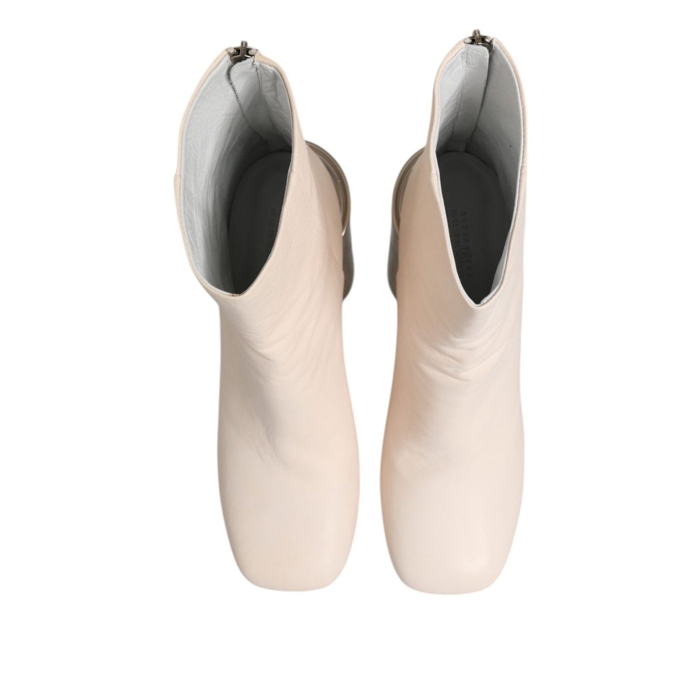 Maison Margiela White Calf Leather Can Heel Boots Shoes
