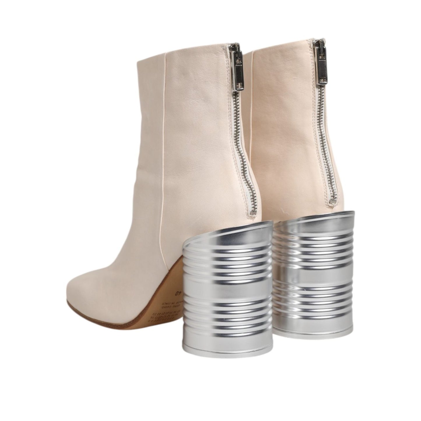 Maison Margiela White Calf Leather Can Heel Boots Shoes