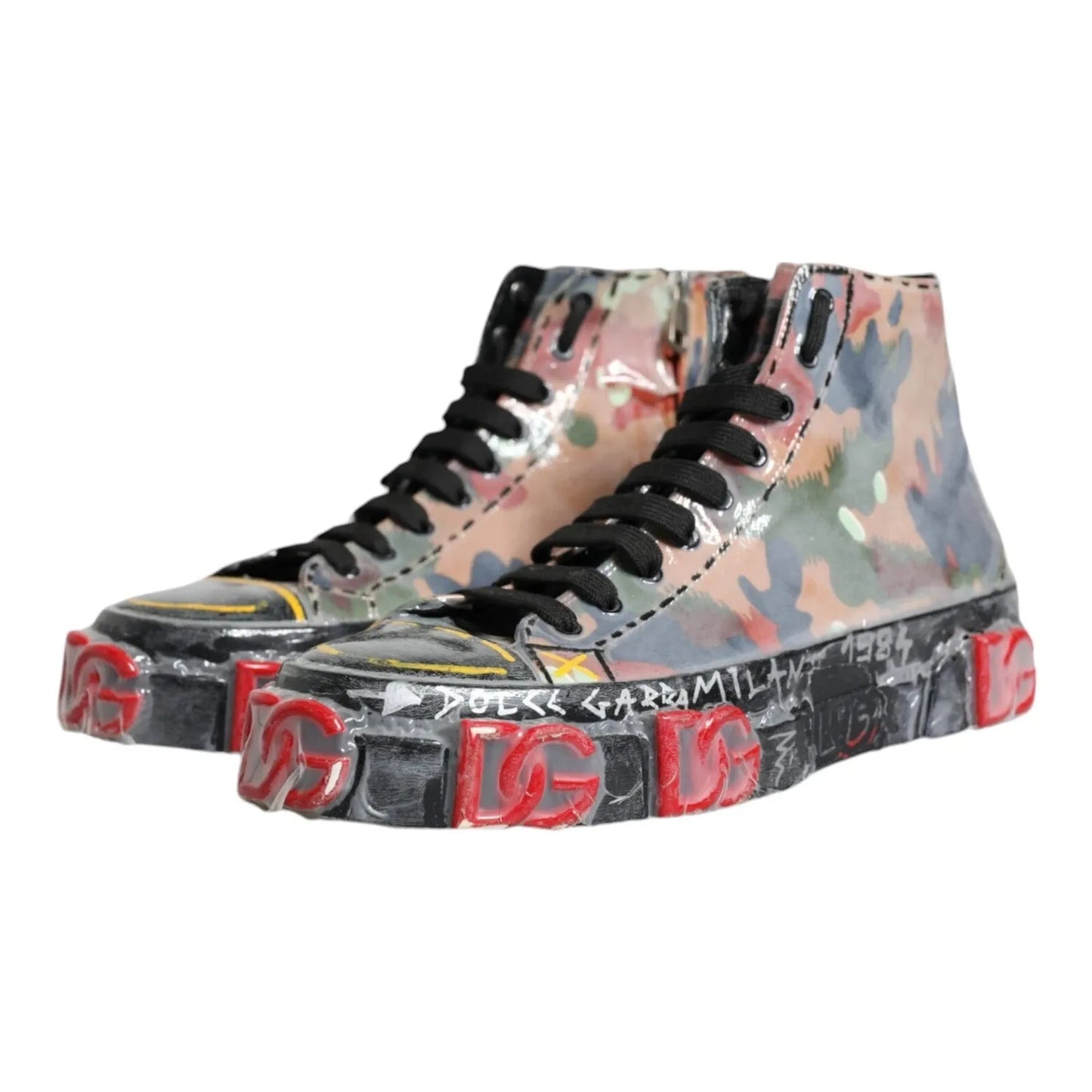 Dolce & Gabbana Multicolor Camouflage High Top Sneakers Shoes MV6274-44