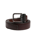 Dolce & Gabbana Brown Classic Silver Metal Logo Buckle Belt BEL9296-95