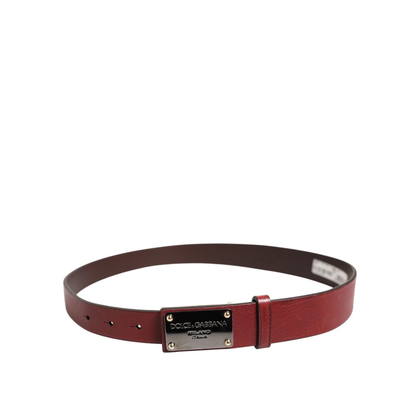 Dolce & Gabbana Maroon Classic Leather Metal Logo Buckle Belt BEL9402-90