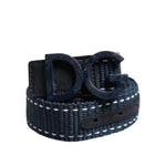 Dolce & Gabbana Blue White Cotton DG Logo Metal Buckle Belt BEL9432-110
