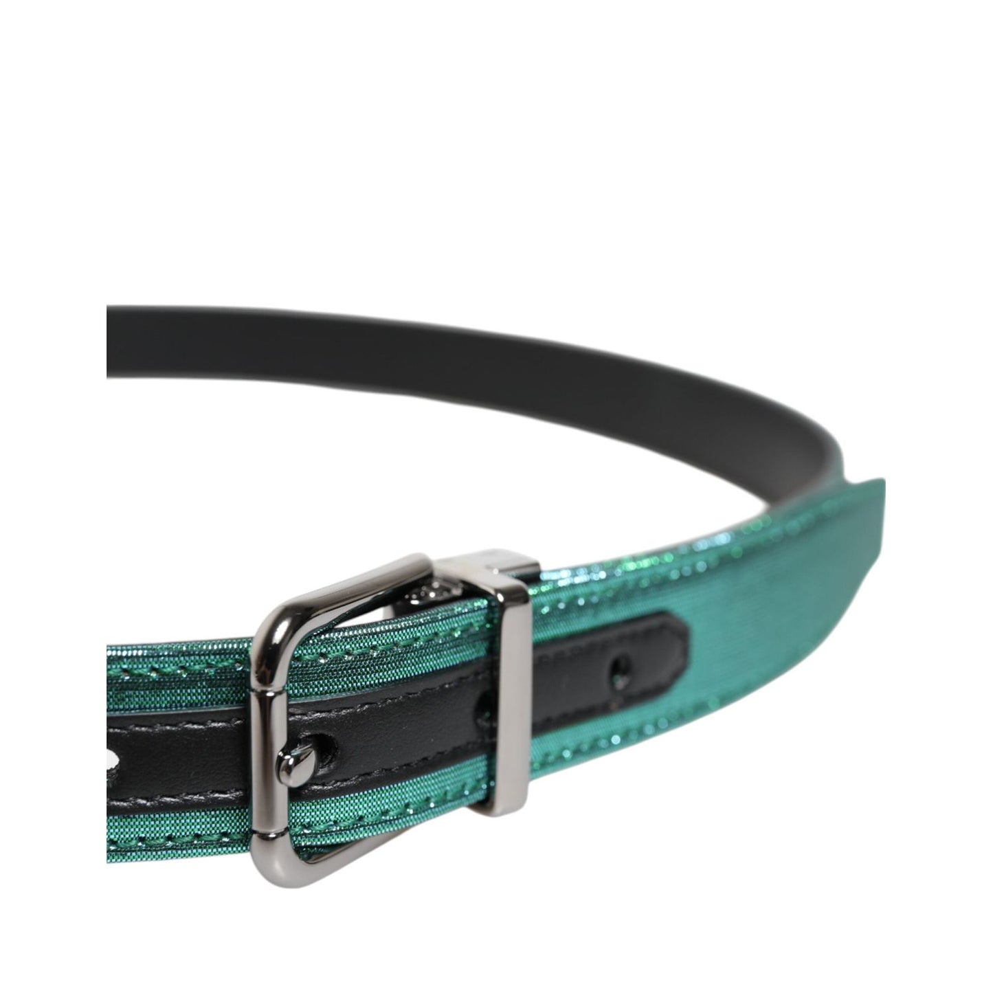 Dolce & Gabbana Green Black Polyester Metal Buckle Belt BEL9474-105