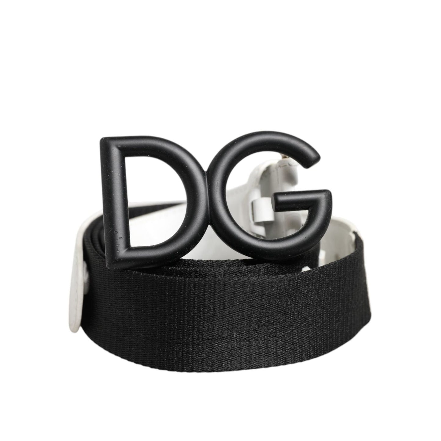 Dolce & Gabbana Black White Metal DG Logo Buckle Belt BEL9477-105