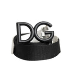 Dolce & Gabbana Black White Metal DG Logo Buckle Belt BEL9477-105