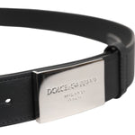 Dolce & Gabbana Black Leather Classic Metal Logo Buckle Belt BEL9494-85