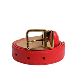 Dolce & Gabbana Red Leather Gold Metal Buckle Cintura Belt WMB524-80