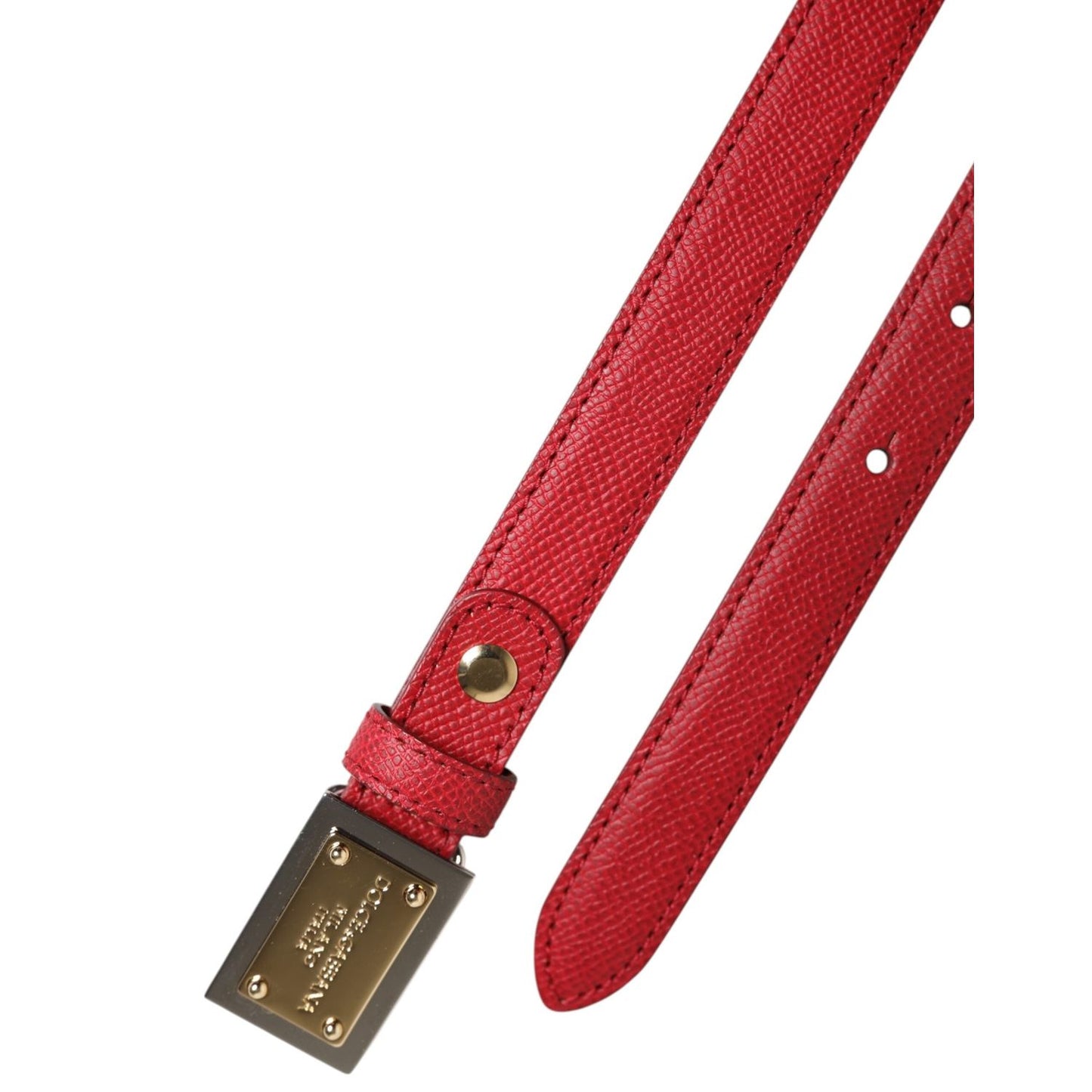 Dolce & Gabbana Red Leather Square Metal Buckle Cintura Belt WMB532-105
