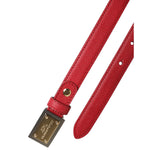 Dolce & Gabbana Red Leather Square Metal Buckle Cintura Belt WMB532-105