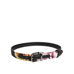 Dolce & Gabbana Black Floral Brocade Silver Metal Buckle Belt WMB538-70