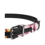 Dolce & Gabbana Black Floral Brocade Silver Metal Buckle Belt WMB538-70