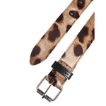 Dolce & Gabbana Brown Leopard Silver Metal Buckle Belt WMB542-85