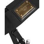Dolce & Gabbana Black Leather Logo Wide Waist Belt Suspender WMB545-75